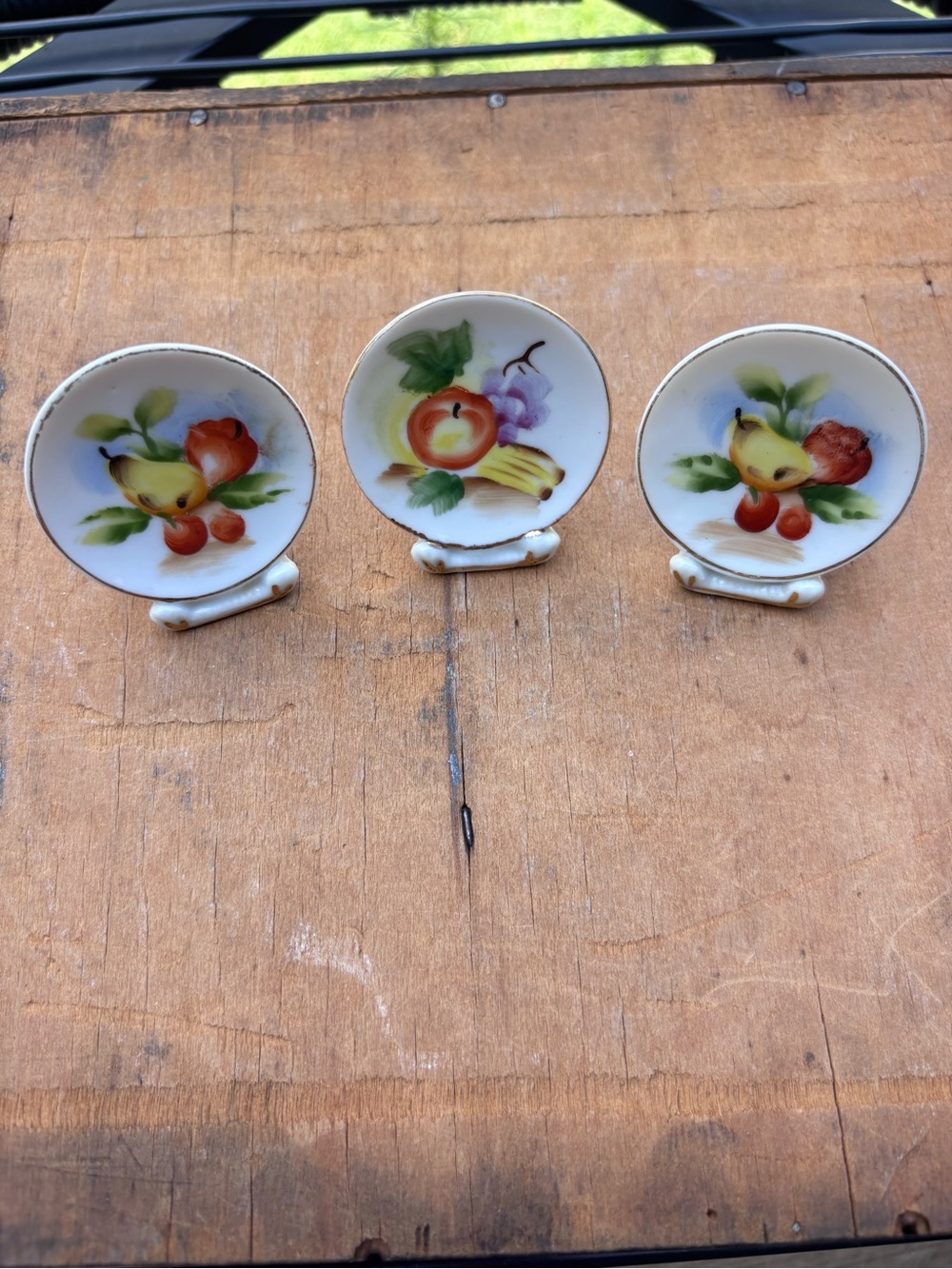 Set of 3 vintage miniature hand-painted plates